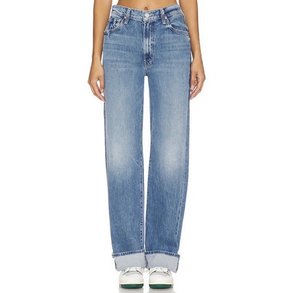 MOTHER SUPERIOR The Dodger Women's High Rise Wide Leg Skimp Cuff Jeans Blue 28